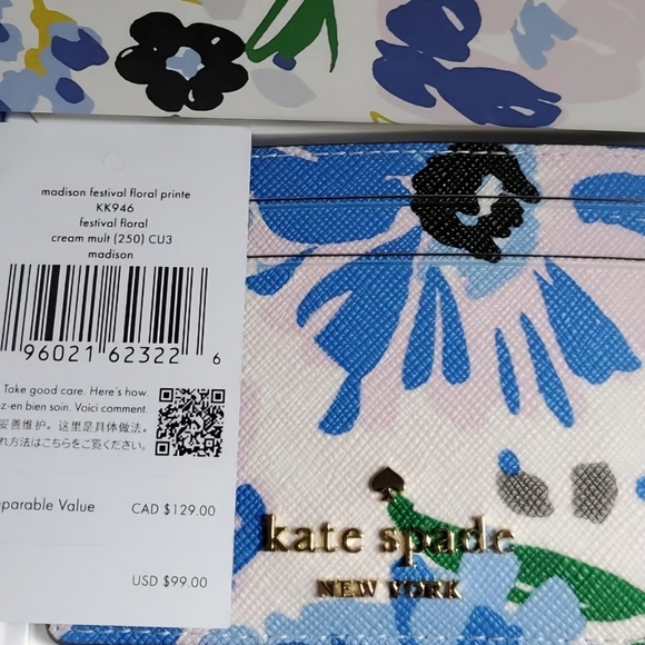 Kate Spade Blue and Yellow Floral Card Holder (NWT) - Picture 6 of 6